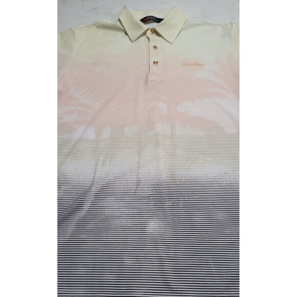 Arnold Palmer 95 Golf Polo Large Palm Trees Gradient Yellow White Black Gradient - Picture 7 of 12